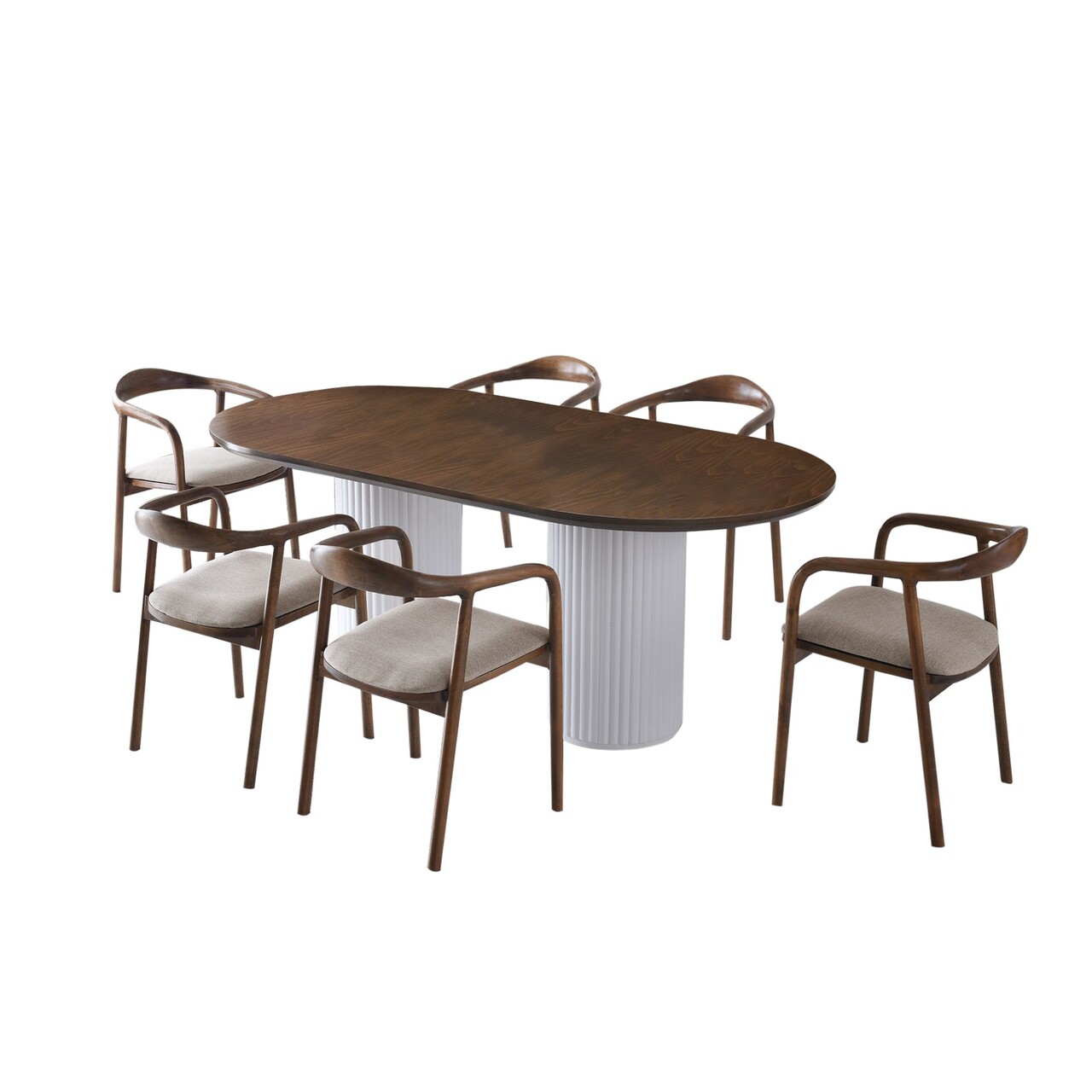 Masa, Nmobb, LI, 200x77x100 cm, 100% MDF VOPSIT/LACUIT, Nuc/Alb - 1 | YEO