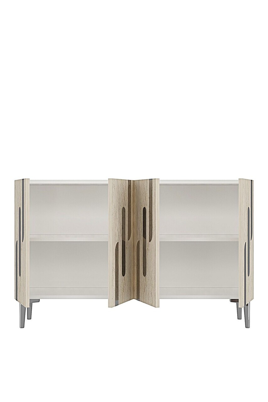 Consola, Hanah Home, Ece 120, 120x75x32 cm, White / Travertine / Silver — imaginea 5