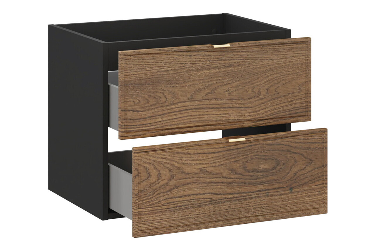 Set mobilier baie, dulap dublu si 2 lavoare, 120 cm, Talia Casella Black, Comad, MDF/PAL laminat, stejar casella/negru mat — imaginea 2