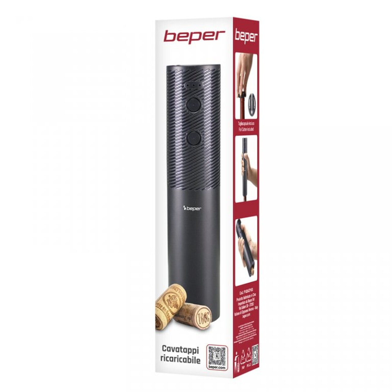 Tirbuson reincarcabil prin USB Beper, negru