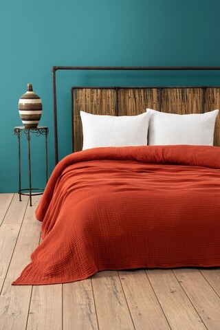 Cuvertura matlasata dubla, Muslin - Tile Red (170 x 250), DC Home, Bumbac 