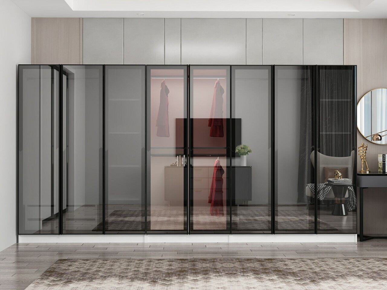 Dulap pentru haine, Hanah Home, Nisa, 360x210x52 cm, Alb