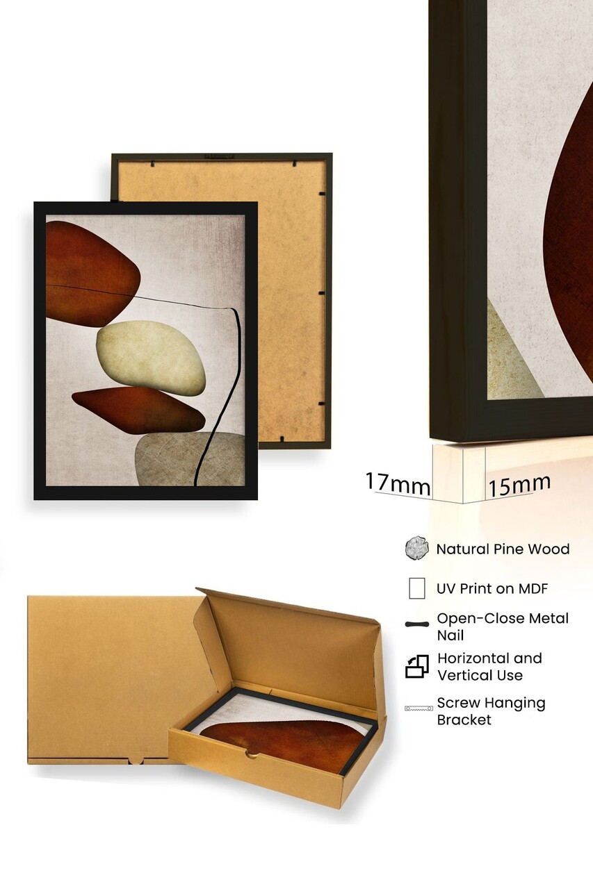 Set 3 tablouri decorative, Huhu469S, Cadru: 100% LEMN MASIV (Grosime: 2,5 cm), Multicolor - view 4