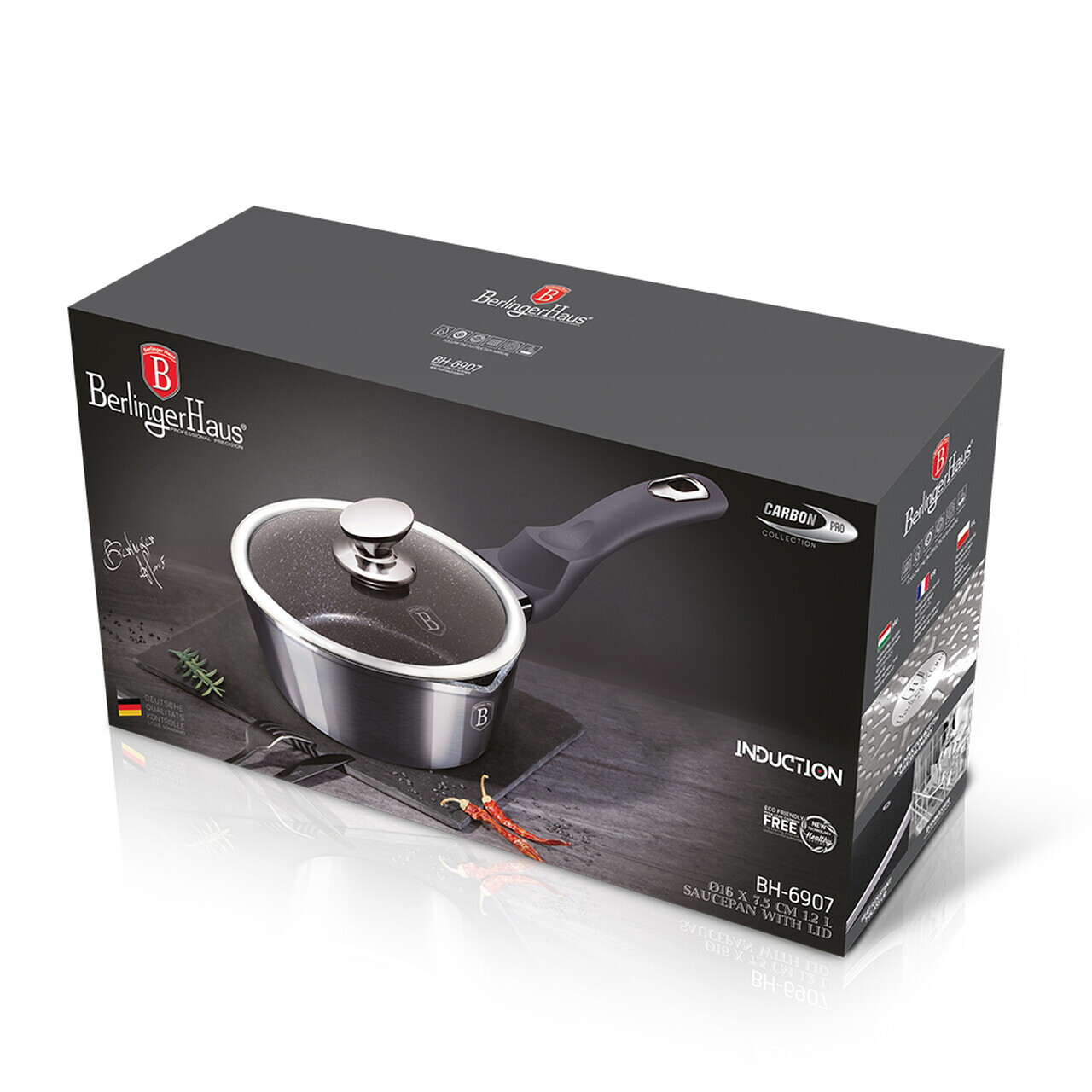 Cratita cu capac Berlinger Haus, Carbon Pro, 16 cm, 1.2 L, aluminiu forjat, gri inchis - imagine 9