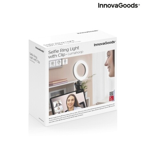 Lampa circulara pentru selfie LED, InnovaGoods Lumahoop, 26 cm, USB