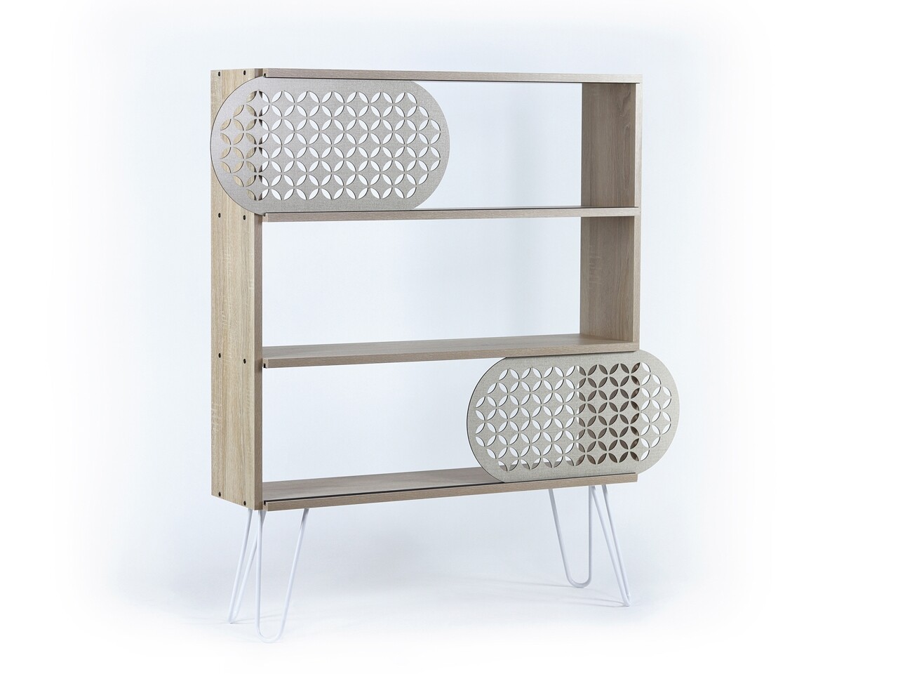 Biblioteca Mingitav Illia No.1, 94 X 25 X 117 Cm, PAL/metal, Oak/alb