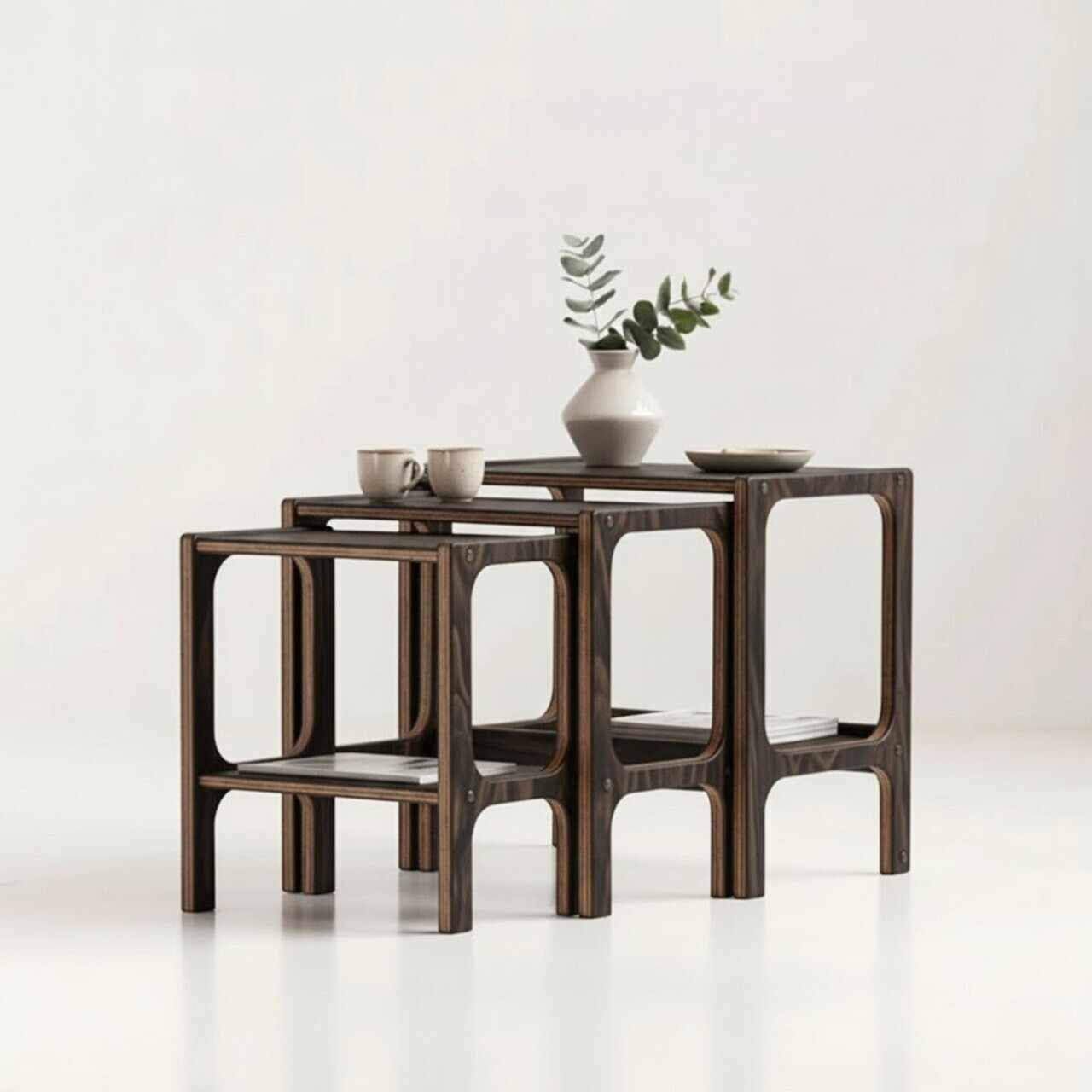 Set masute 3 piese, Hanah Home, CPT4792-50, PLACAJ CARPEN, Maro — imaginea 6