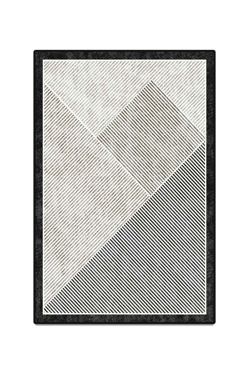 Covor, CLR-7357-Gri-99, 100x250 cm, Poliester, Negru — imaginea 2