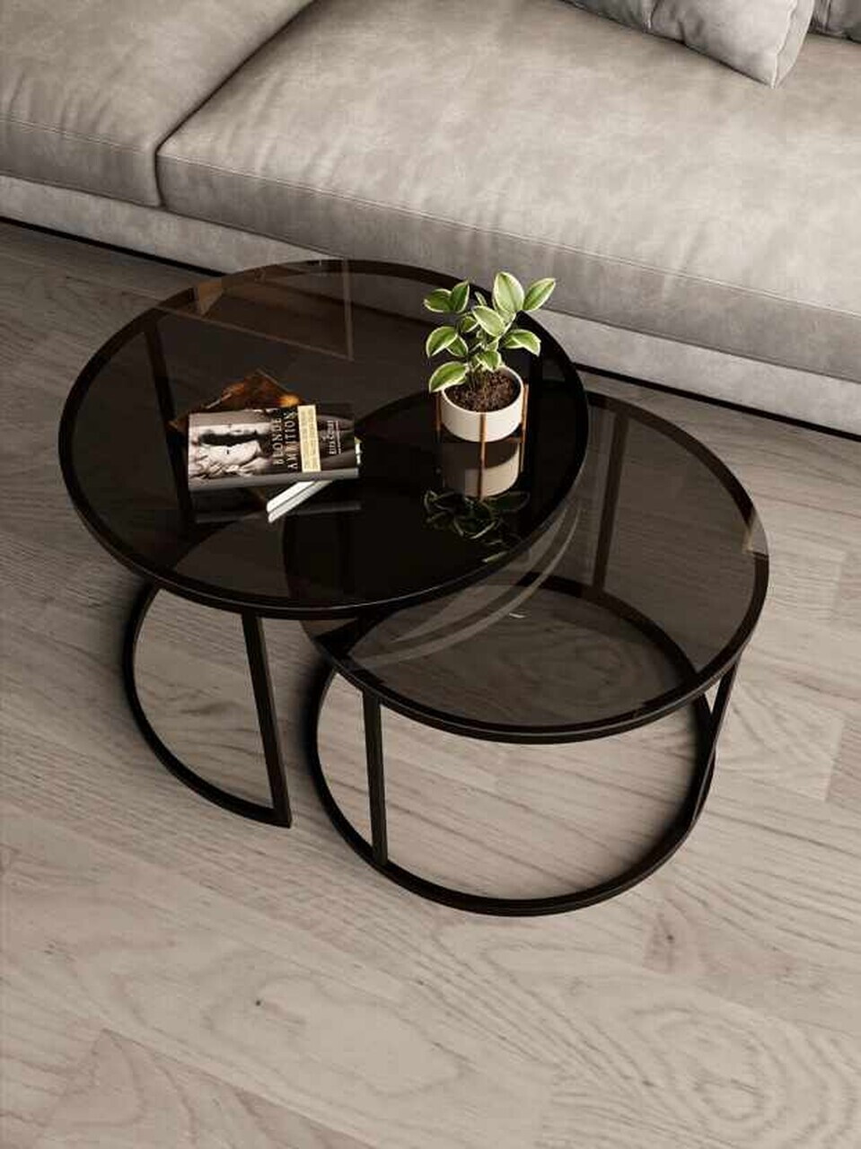 Set masute de cafea, Hanah Home, Milas 60, Negru — imaginea 2