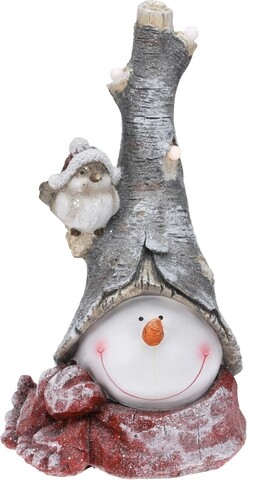 Decoratiune luminoasa Snowman head w trunk hat, 31.5x23x57 cm, oxidat de magneziu, multicolor 31.5x23x57