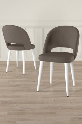 Set scaune (8 piese), Hanah Home, Pane, Cappuccino / Alb