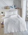 Lenjerie de pat pentru o persoana 2 piese, Kareli Saten - White, EnLora Home, 70% bumbac/30% poliester