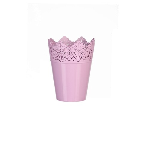 Ghiveci Koronka dantelat 12 cm, plastic, roz