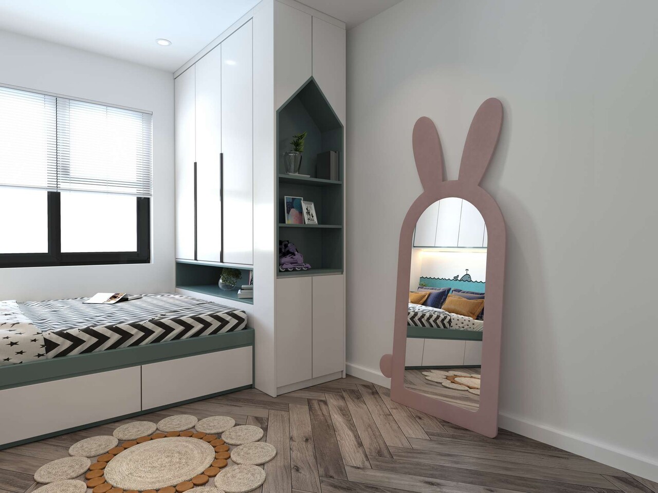 Oglinda Cheval Hanah Home Rabbit 80x180 cm MDF  Roz