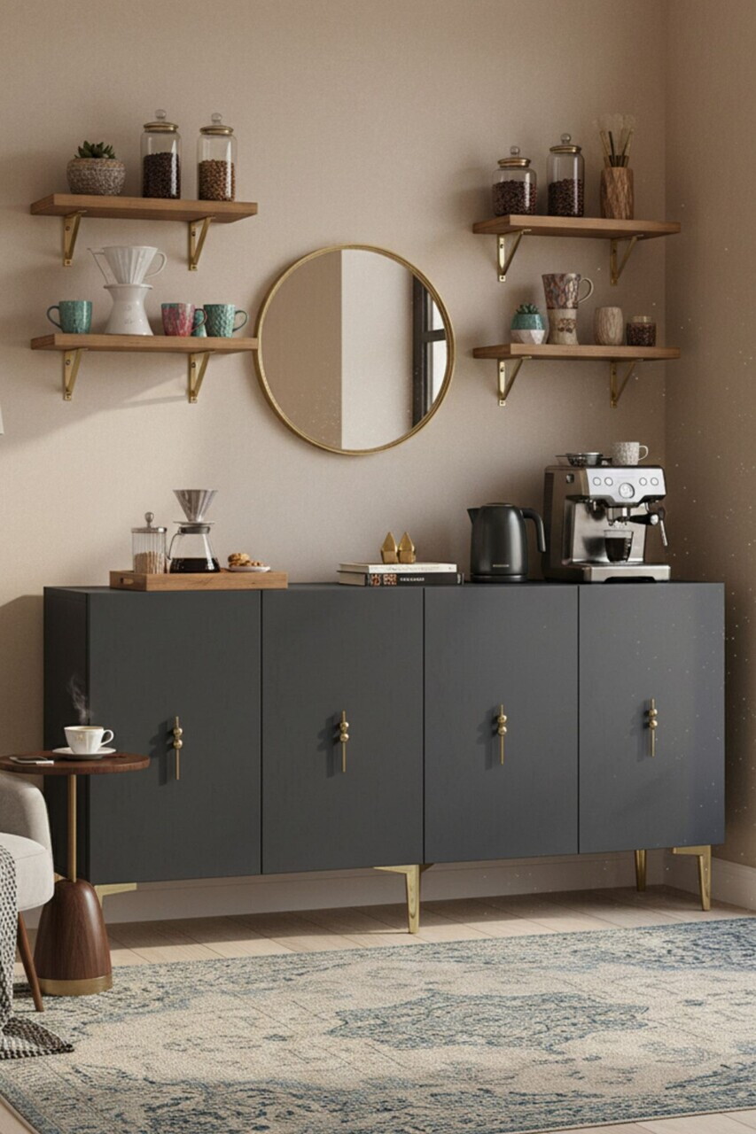 Consola, Hanah Home, Salkım 150, 125x75x32 cm, Antracit / Aur — imaginea 3