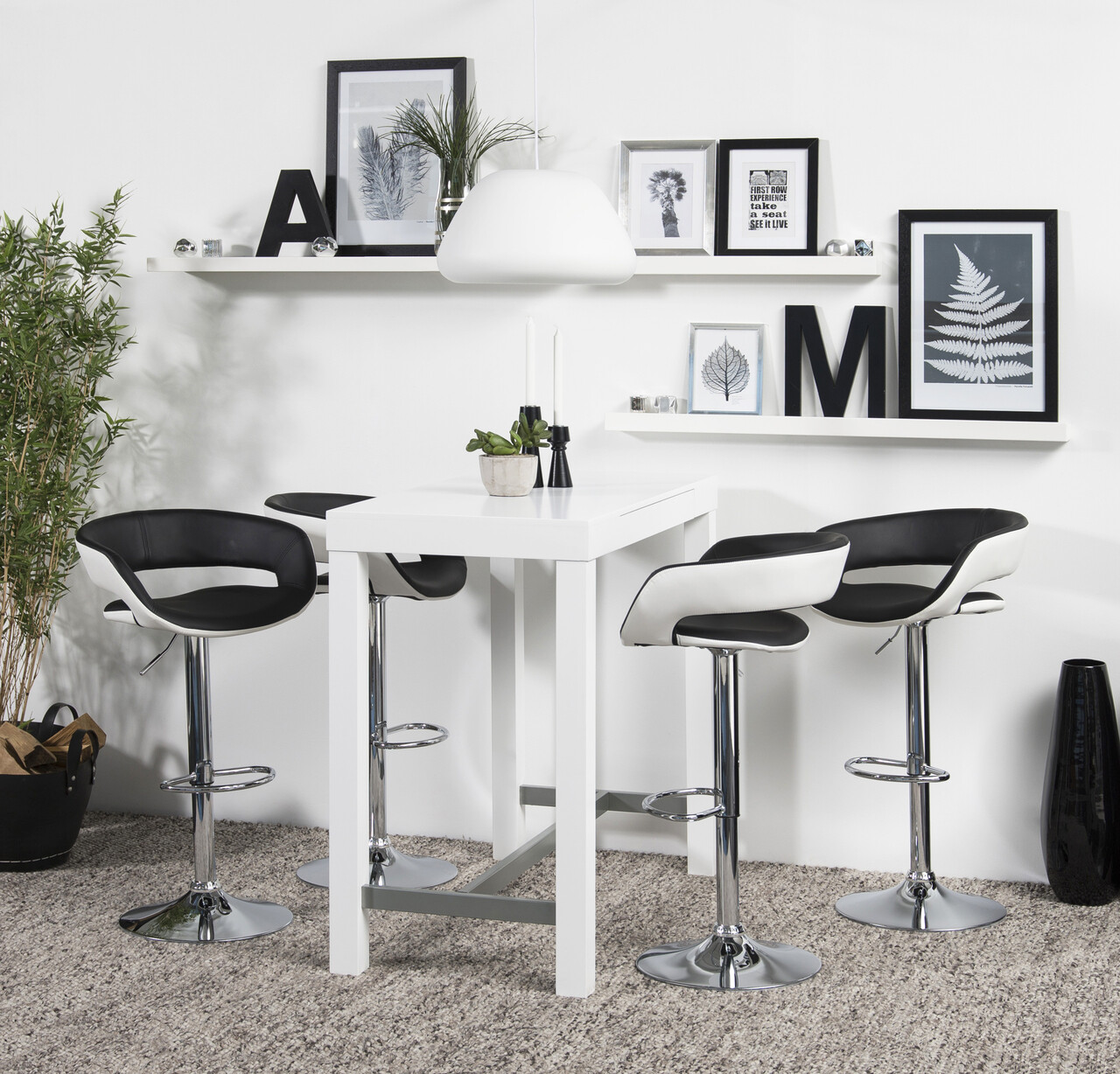 Scaun de bar Grace, Actona, 54.5x48.5x101 cm, rotativ, piele ecologica/otel, negru - view 7