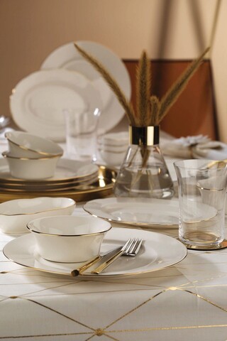Serviciu de masa breakfast 16 piese INBNKL16KH20, Kutahya Porselen, ceramica, alb/auriu Bucatarie