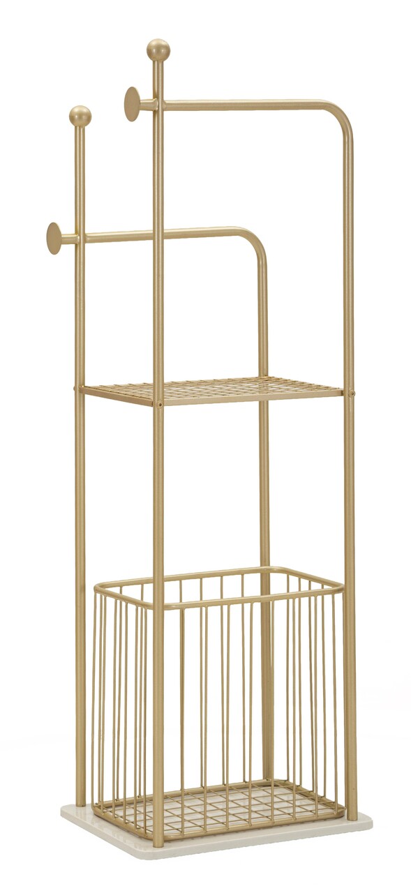 Suport pentru prosoape, Mauro Ferretti, Flish, 40x30x121 cm, metal/imitatie de marmura, auriu/alb - view 6