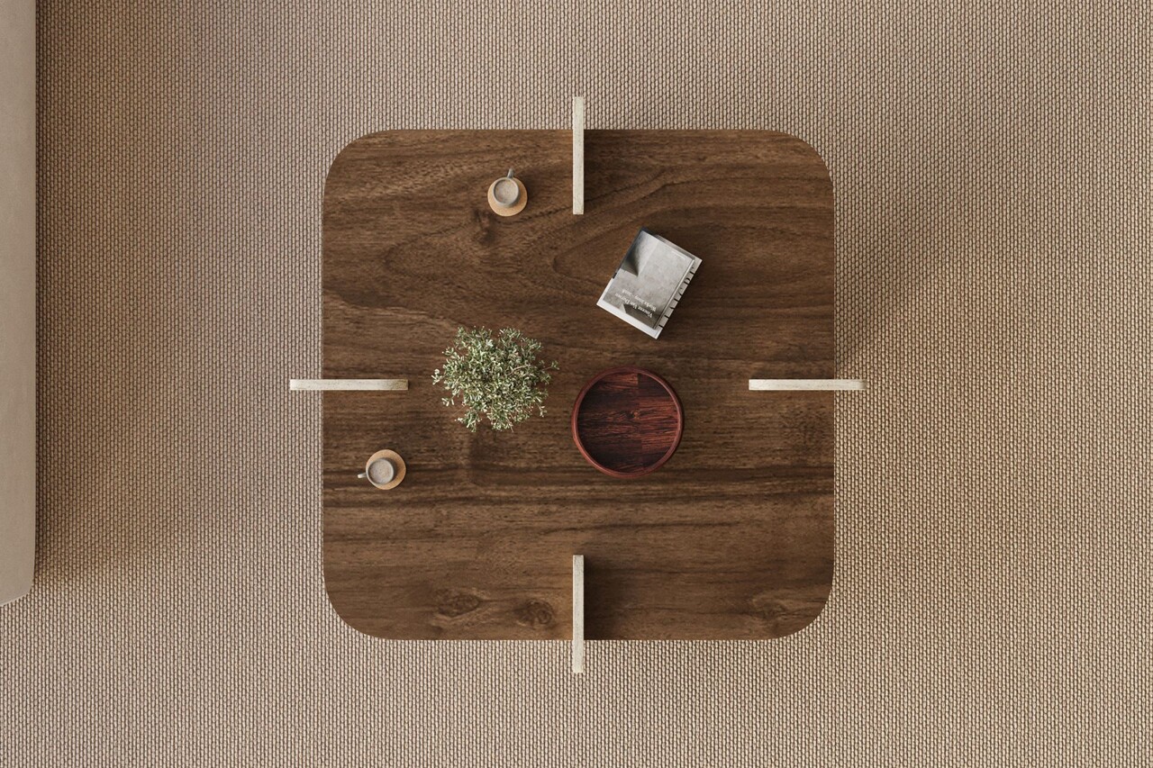 Masuta de cafea, Hanah Home, Poalla, 90x35x90 cm, PAL, Travertin / Nuc - view 4