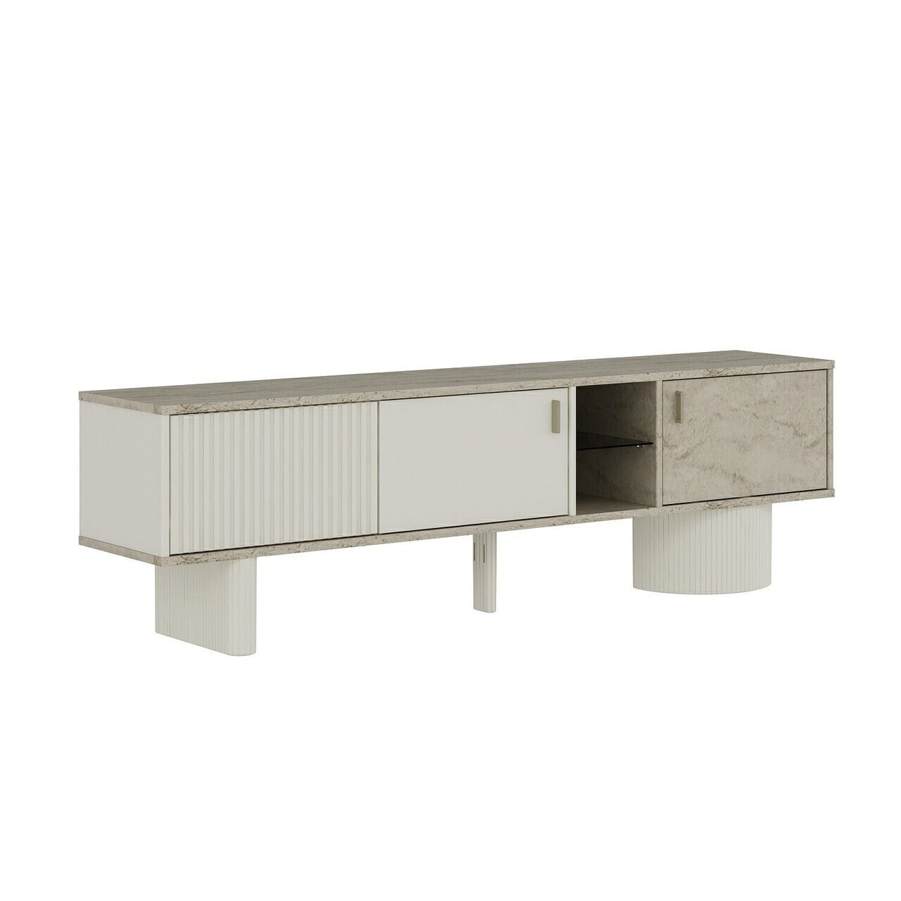 Comoda TV, Hanah Home, Valento, 180x52x36 cm, Piatră Lunii / Travertin — imaginea 4
