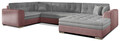 Coltar extensibil dreapta 5 locuri ELTAP, Damario, 338x189x78 cm, lemn/poliester, gri/roz