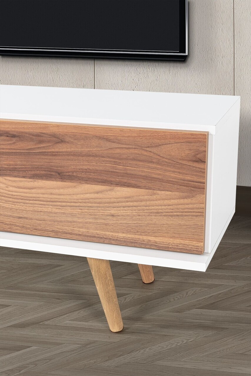 Comoda TV, Hanah Home, Ela 3330, 130x47x35 cm, PAL, Alb/Maro — imaginea 5