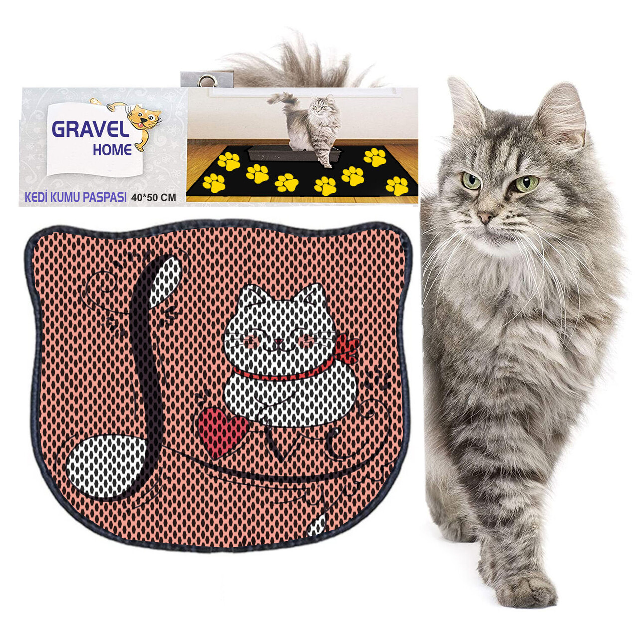 Covoras litiera pentru colectarea granulelor de nisip, Paws &amp; Whiskers, Kdkafa0083, 50% PVC/50% poliester, Multicolor - view 2