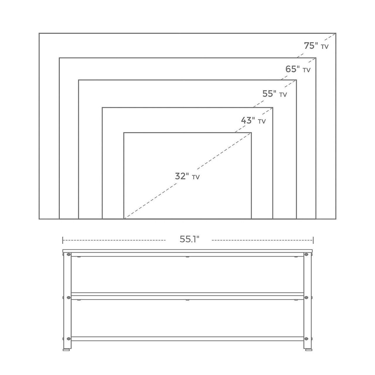 Comoda TV, Vasagle, pentru TV pana la 60 inch, 140 x 40 x 52 cm, PAL/fier