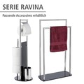 Suport pentru hartie igienica si perie toaleta Ravina, Wenko, 20x70 cm, inox/sticla temperata, argintiu/negru