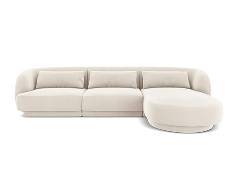 Coltar dreapta 4 locuri, Tulum, Cosmopolitan Design, 255x156x70 cm, catifea, bej deschis