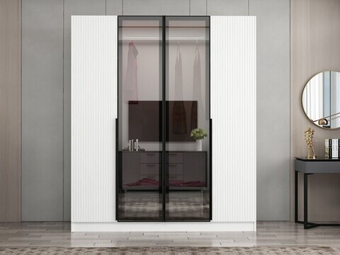 Dulap pentru haine, Hanah Home, Nisa, 180x210x52 cm, Alb