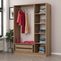 Dulap pentru haine, Minerva, Kale Dark Grey, 135x210x52 cm, PAL, Gri inchis