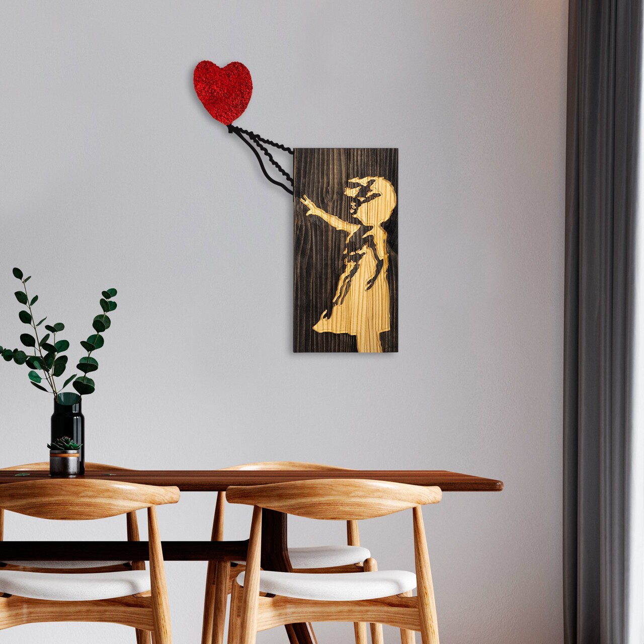 Decoratiune de perete, Banksy, Dimensiuni: 60 x 83 cm, Nuc / Maro / Roșu - view 3