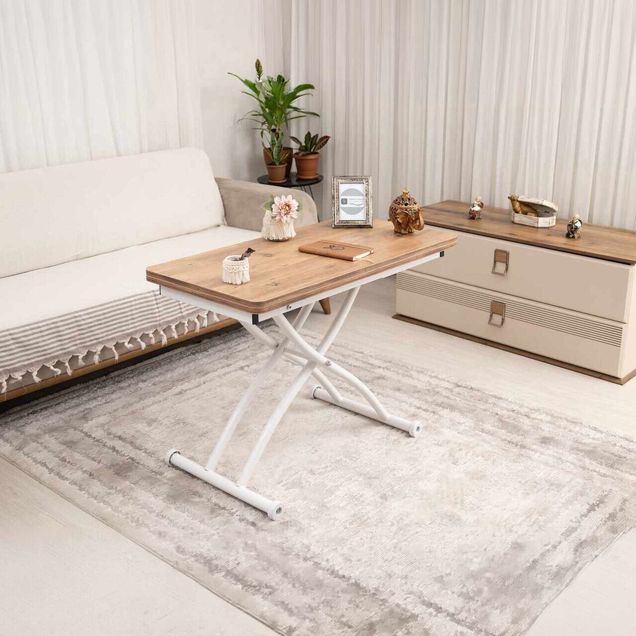 Masuta de cafea, Hanah Home, Mini Juppo, MDF, Pin / Alb — imaginea 2