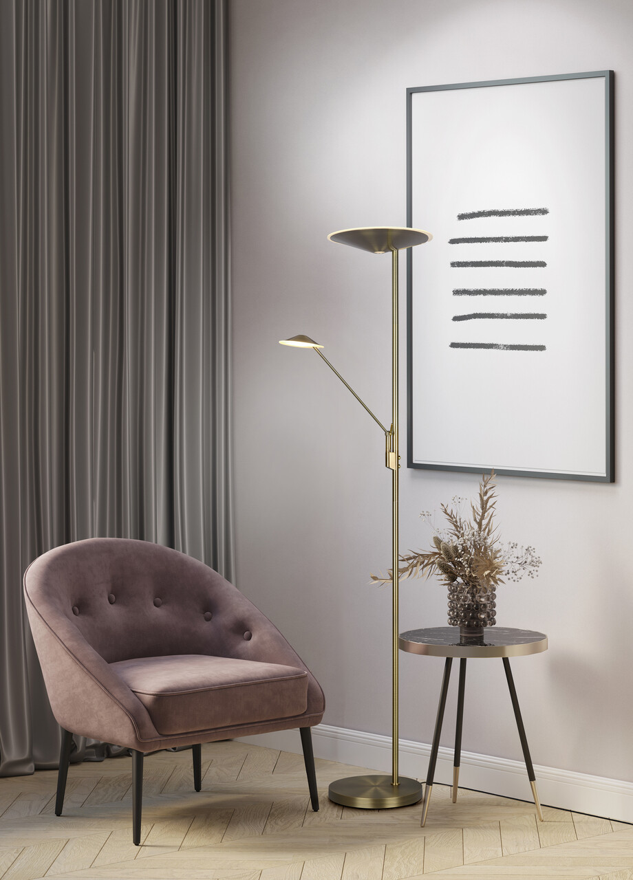Lampadar Brantford, TRIO, 30x180 cm, 30W/6.5W, 2x SMD LED, metal, bronz antic - 1 | YEO