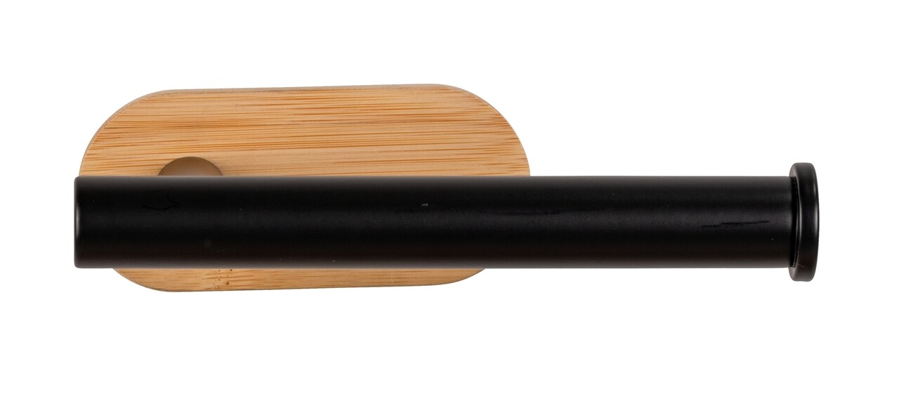 Suport hartie igienica, Wenko, Turbo-Loc, Orea, 16 x 4.5 x 8 cm, bambus/inox, natur/negru - view 2