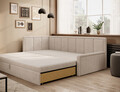 Canapea extensibila brat stanga 3 locuri, ELTAP, Fulgeo, 214x82x77 cm, lemn/catifea din poliester, bej