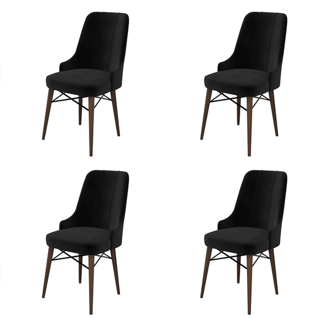 Set de scaune, Charlotte, Pare, Metal, Negru/Maro