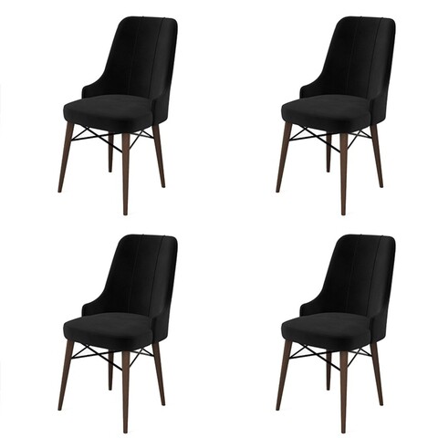 Set de scaune, Charlotte, Pare, Metal, Negru/Maro