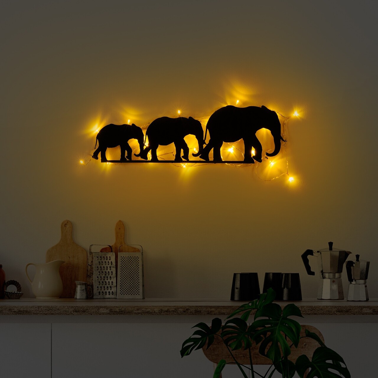 Decoratiune de perete, Elephant 070, Dimensiune: 15 x 50 cm, Negru - view 3
