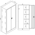Dulap de depozitare cu incuietoare, Shelvoria, Js1001Sa, 92x198x40 cm, Otel, Gri / Galben