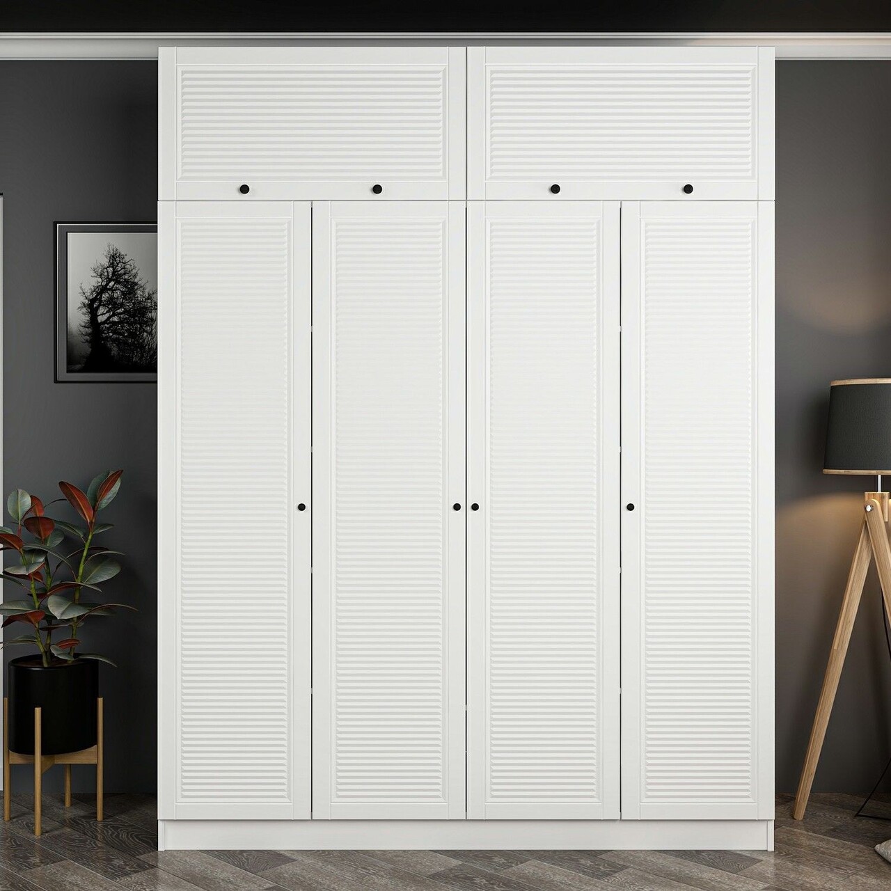 Dulap pentru haine, Minerva, Kale, 180x210x52 cm, PAL, Alb - 1 | YEO