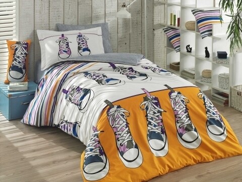 Lenjerie de pat pentru o persoana, 3 piese, 100% bumbac poplin, Hobby, Layla Yellow, multicolora