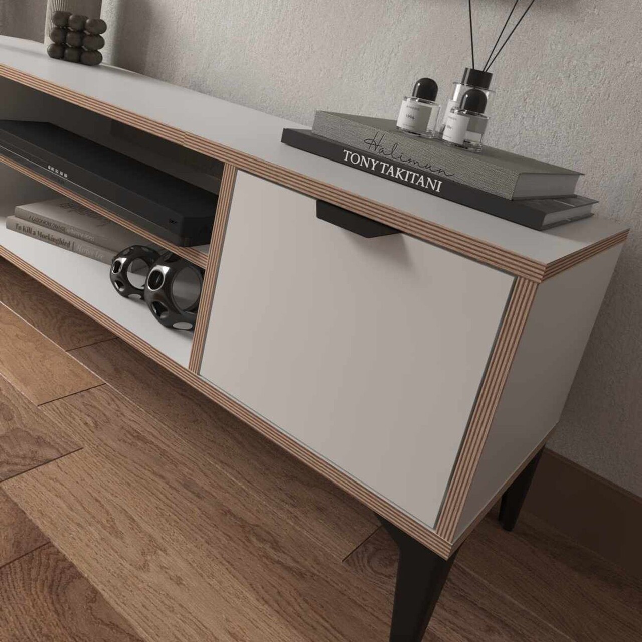 Comoda TV, Hanah Home, Arden, 140x46x35 cm, Alb - imagine 9