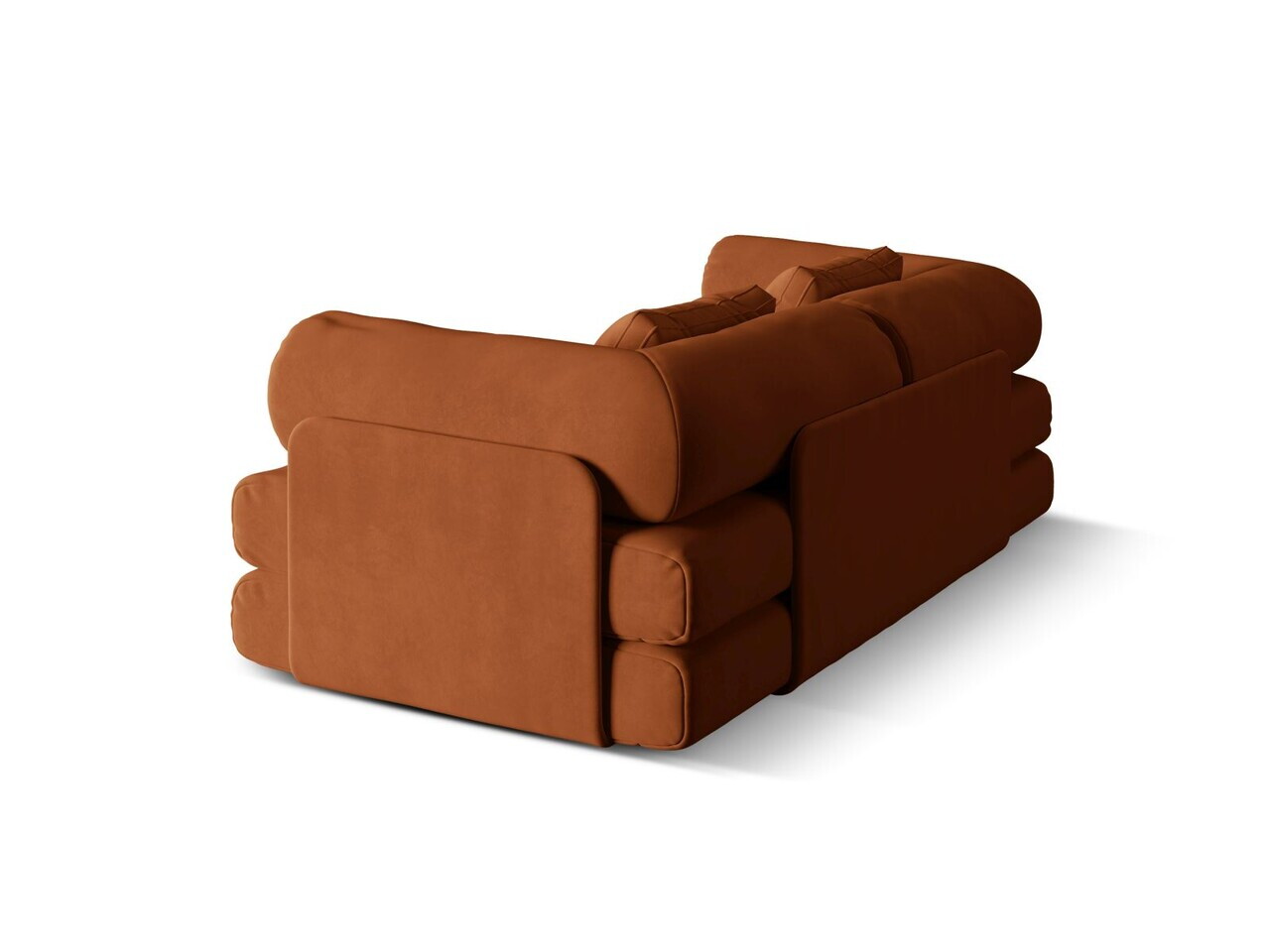 Canapea extensibila 3 locuri, Dreamy, Micadoni Home, 206x95x70 cm, catifea, teracota — imaginea 6