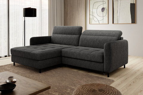 Coltar extensibil stanga 3 locuri ELTAP, LT-05RAQ, Gomsi, 228x165x100 cm, lemn/poliester, gri inchis