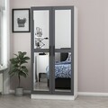 Dulap pentru haine, Minerva, Kale Mirror Anthracite White, 90x210x52 cm, PAL, Antracit/Alb