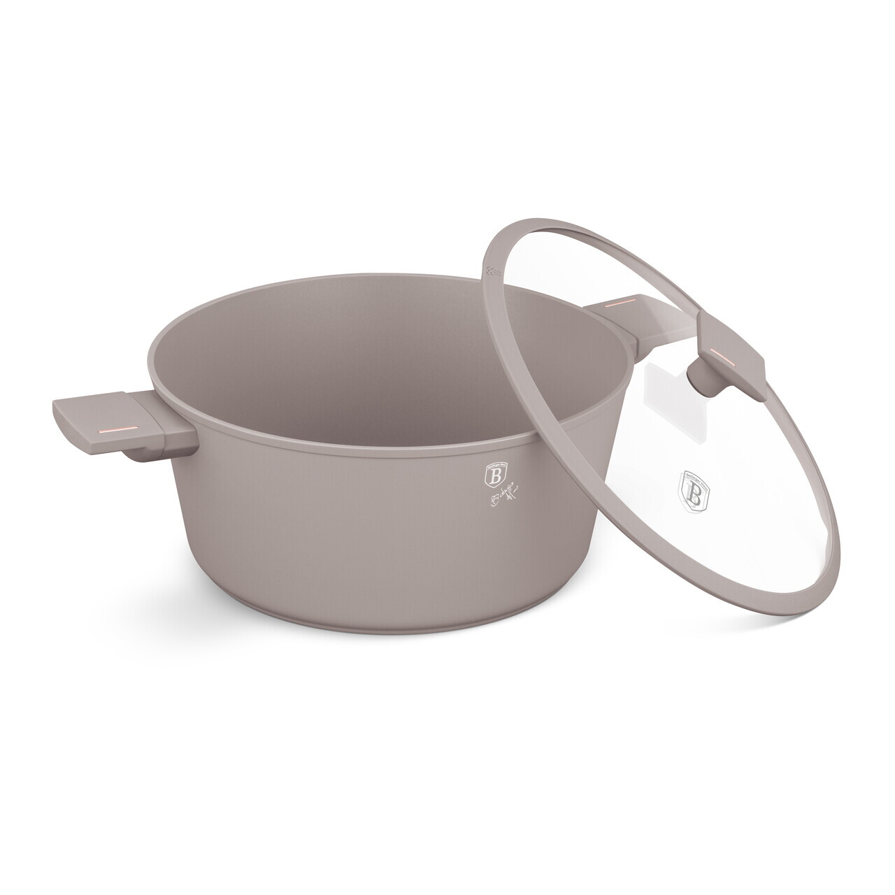Oala cu capac Berlinger Haus, Taupe, 30 cm, 8 L, aluminiu forjat, taupe mat - imagine 4