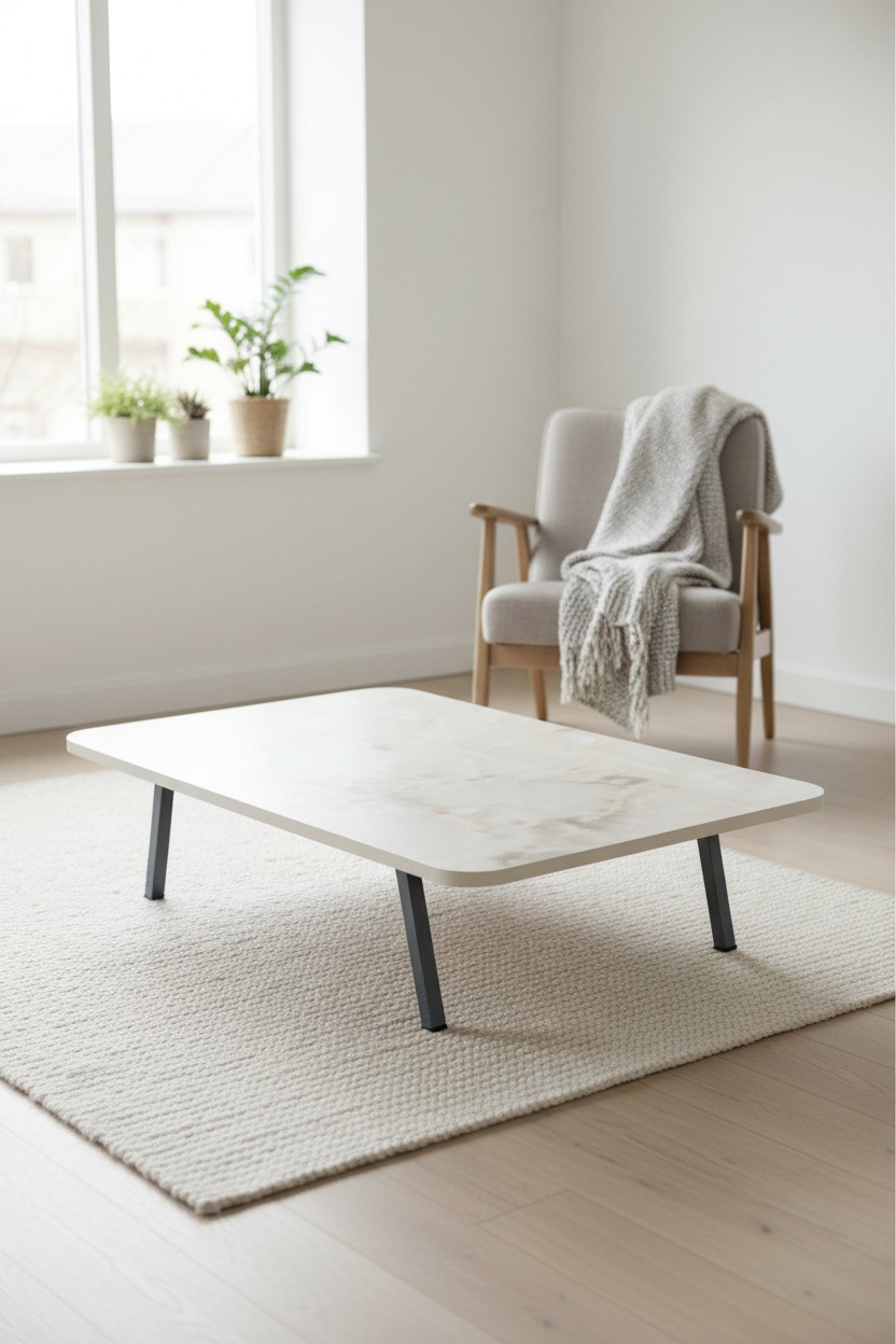Masă pliabilă de podea, Hanah Home, DMAS60100, 120x21x70 cm, Alb