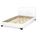 Pat tapitat 140x200 cu somiera inclusa, Zaffiro, L.221 l.146 H.96, pal/piele ecologica, alb